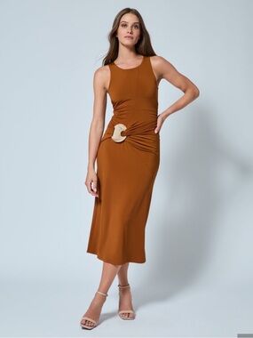 black flowy dress midi Summer Strolls Halter Neck Tie Midi Dress